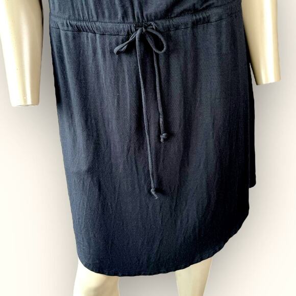 Soma Sleeveless T Shirt Tank Dress Stretchy Elastic Tie Waist Size M Black - Picture 6 of 13